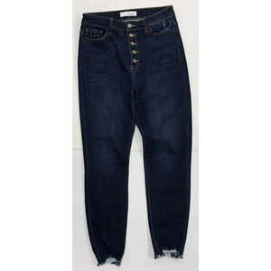 KanCan Button Up Skinny Jeans Womens Size 11 Stretch Frayed Hem Distressed